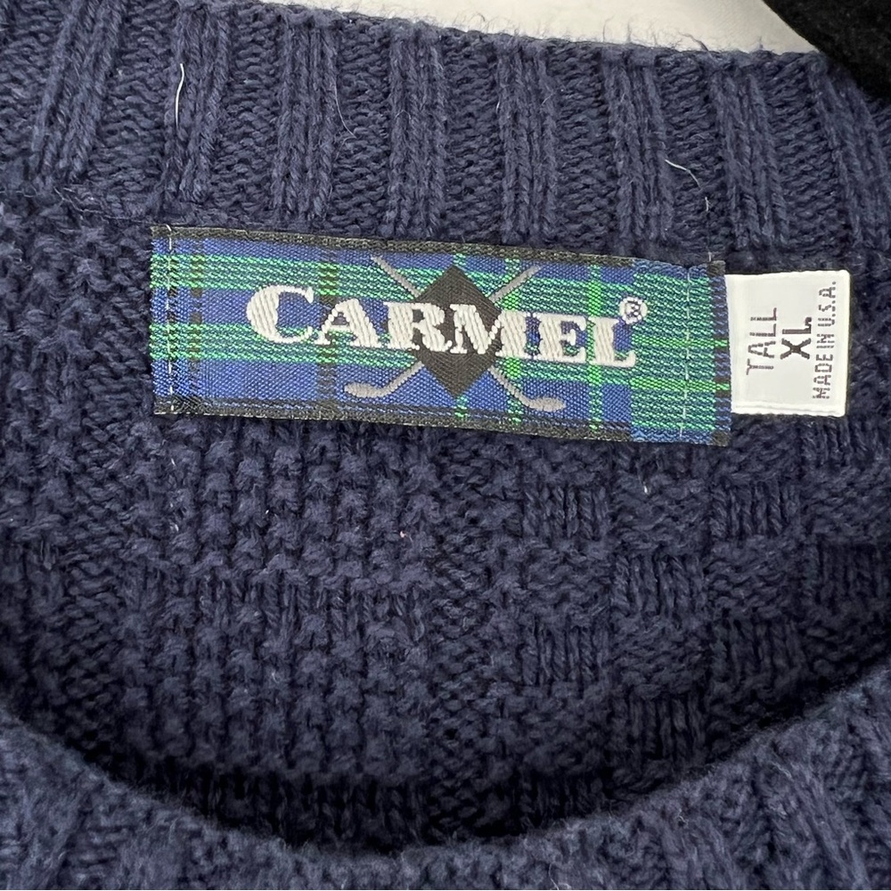 Carmel Golf Cotton Sweater Sz XL Tall Navy Blue Embroidered Classic USA Vintage - Picture 3 of 11